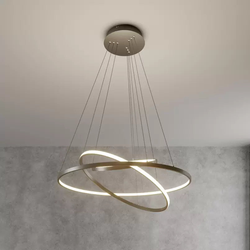 Lampada LED a sospensione Lucande Ezan, nichel, metallo, Ø 80 cm 60W