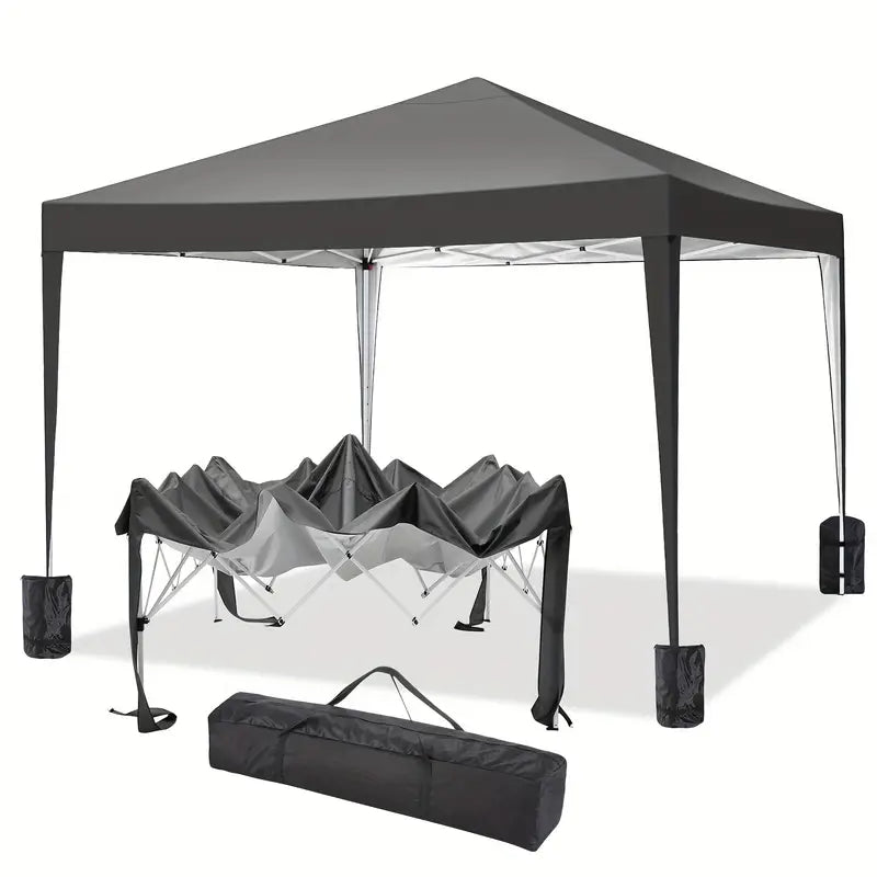 Gazebo 3 x 3 Metri Struttura in Acciaio Copertura In PE 110 gr/m² Impermeabile Idrorepellente Resistente Raggi Solari UV Tenda Ombrellone Per Fiere Pic Nic Campeggio Esterno Giardino Piscina Grigio