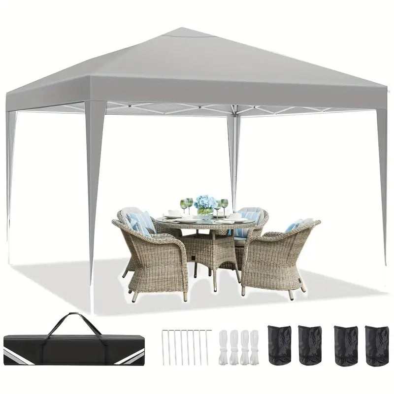 Gazebo 3 x 3 Metri Struttura in Acciaio Copertura In PE 110 gr/m² Impermeabile Idrorepellente Resistente Raggi Solari UV Tenda Ombrellone Per Fiere Pic Nic Campeggio Esterno Giardino Piscina Grigio