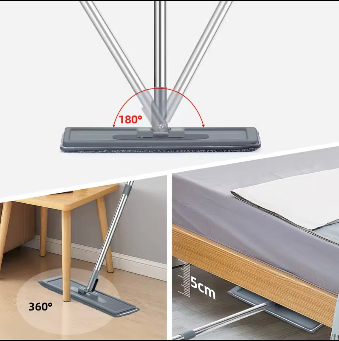 Set scopa per pavimenti a 360° e secchio pieghevole