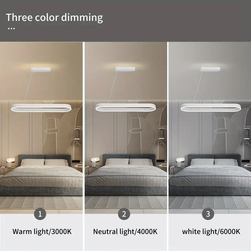 Lampadario a LED moderno, luce pendente in metallo, design ovale, con hardware di installazione, per sala da pranzo, cucina, ufficio, bar, compatibile con 110V/220V 92w