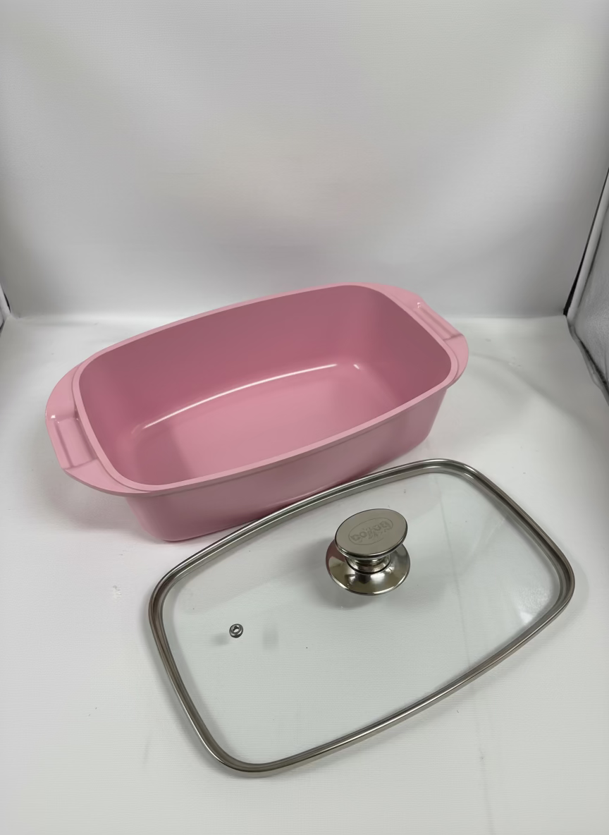 PENTOLA PESCIERA CASSERUOLA OVALE CON GRIGLIA E COPERCHIO Rosa