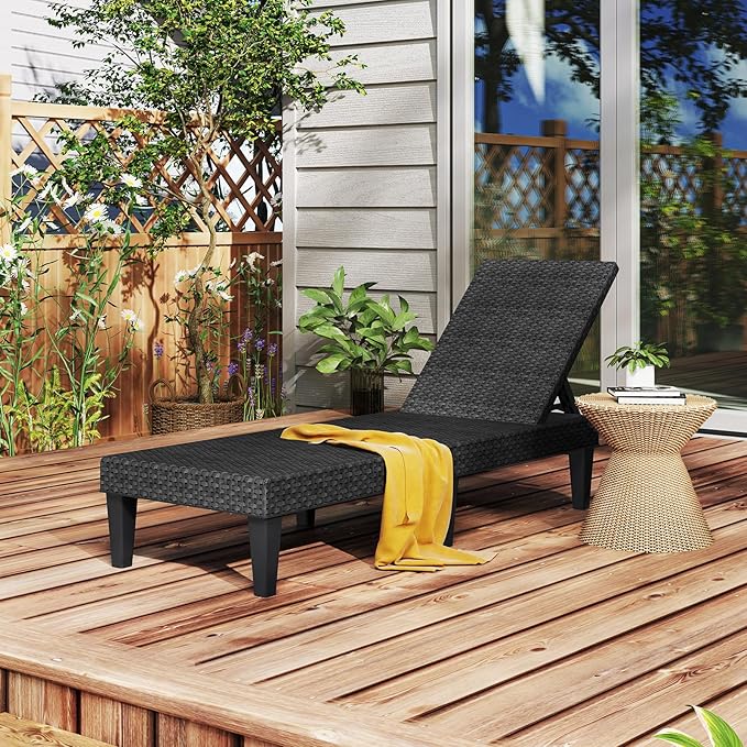 Lettino sdraio prendisole grigio effetto rattan da giardino Numana Toomax