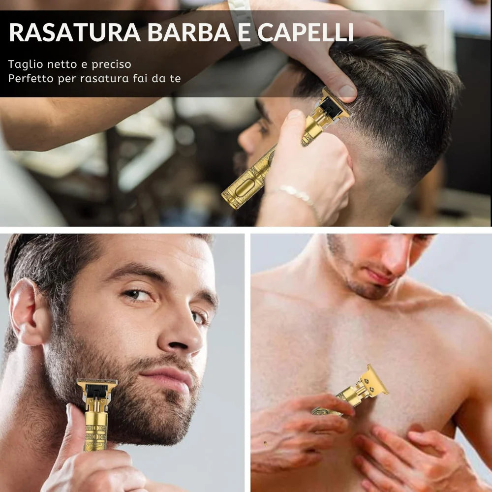 1 + 1 GRATIS Rasoio Elettrico Barbiere Professionale, A Batteria Ricaricabile