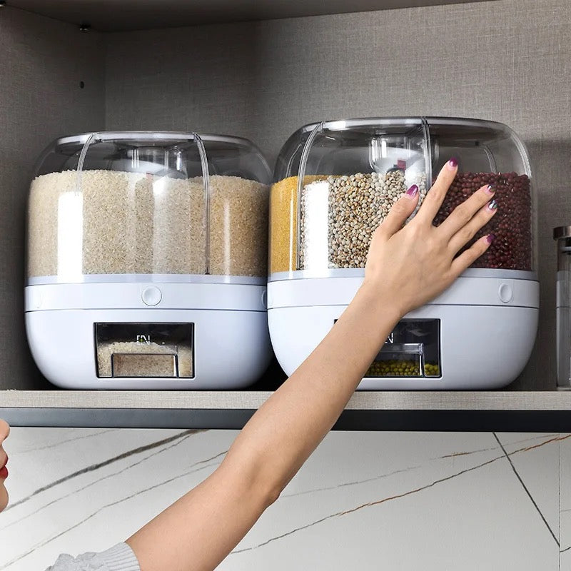 Dispenser di riso rotante a 360 gradi Dispenser di secchi per cereali secchi sigillati scatola di immagazzinaggio per contenitori per alimenti da cucina a prova di umidità