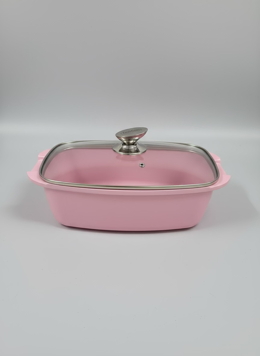PENTOLA PESCIERA CASSERUOLA OVALE CON GRIGLIA E COPERCHIO Rosa