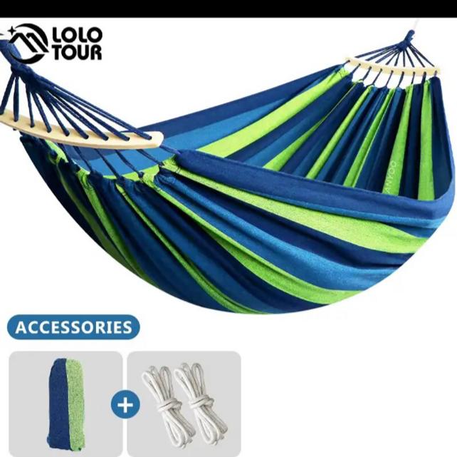 Amaca da Giardino con Bastoni di Legno, Tessuto a Righe Vivaci e Design Antiribaltamento con 2 Corde - Perfetta per il Relax nei Giardini, all'Aperto, al Chiuso e Campeggio
